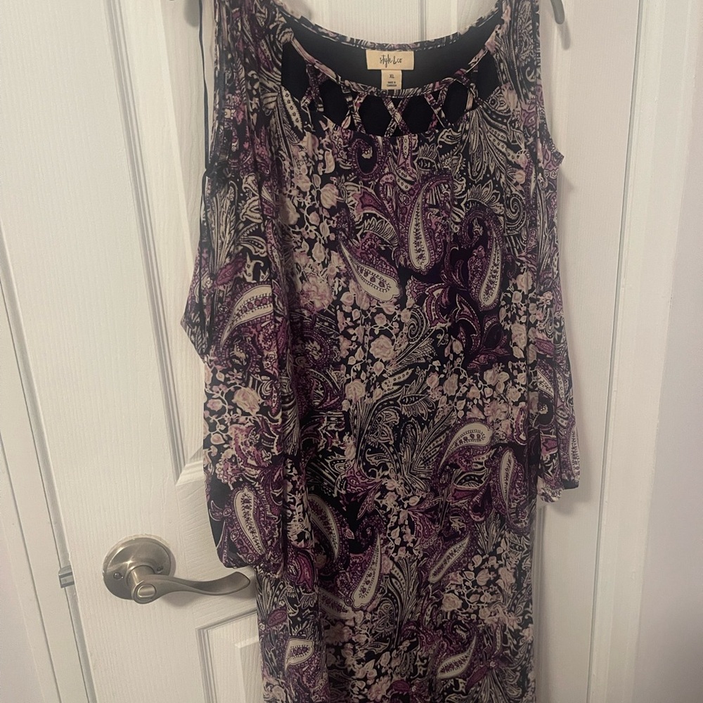 Style & Co. Black and Purple Paisley Midi Dress